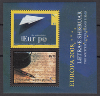 Kosovo 2008 Europa CEPT, Letter, Block Souvenir Sheet MNH - 2008