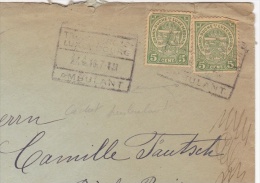 YT 92 Sur Lettre Avec CACHET AMBULANT - 1907-24 Coat Of Arms