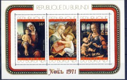 ##O069. Burundi 1971. Christmas. Paintings. Michel Block 53A. MNH(**) - Unused Stamps