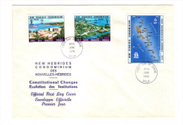 Premier Jour D´ Emission, FDC: Nouvelles Hebrides, Vila, Constitution Changes Evolution Des Institutions, 29-06-76 - FDC