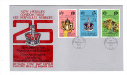 Premier Jour D´ Emission, FDC: Nouvelles Hebrides, Port Vila, 25è Anniversaire De L´ Accession Au Trone Reine Elizabeth - FDC