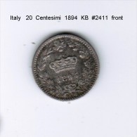ITALY    20  CENTESIMI  1894 KB (KM # 28.1) - 1878-1900 : Umberto I.