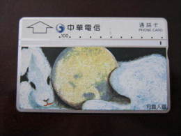 Taiwan L&Gyr Optical Phonecard,Rabbit And Moon,used Not In Very Good Condition ,CN:633E - Lapins