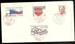 CSSR Ceskoslovensko 28.10.1968 FDC Roter Ersttagssonderstempel Brno Michel Nr.n 1829 1830 + 1821 + 1788 - FDC