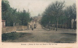 EVRON (Mayenne) - Champ De Foire Aux Boeufs Et Rue Des Prés - Une Femme Au Loin Dans La Rue - Circulée En 1905, 2 Scans - Evron