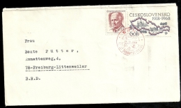 CSSR Ceskoslovensko 28.10.1968 FDC Michel 1830 + 1788 Echt Gelaufen Brno Nach Deutschland 50 JAHRE TSCHECHOSLOWAKEI - FDC