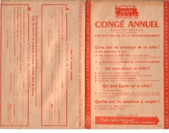 BILLET SNCF.CONGE ANNUEL EN 3 VOLETS. - Other & Unclassified