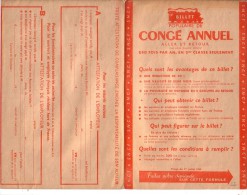 BILLET SNCF.CONGE ANNUEL EN 3 VOLETS. - Sonstige & Ohne Zuordnung