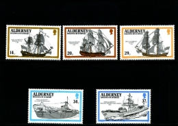 ALDERNEY - 1990  ROYAL NAVY SHIPS NAMED AFTER ALDERNEY  SET  MINT NH - Alderney