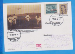 Aurel Vlaicu Pioneer Of Aviation,  Plane ,, Vlaicu'' Stamp Overprint Romania Postal Stationery 1999 - Abeilles