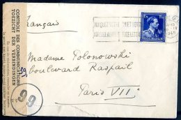 BELGIUM TO FRANCE "99" In Black Cyrcle, Censored Cover 1945 VF - Covers & Documents