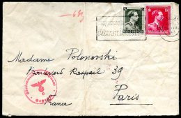 BELGIUM TO FRANCE NAZI Cover 1941 INTERESTING! (Bended In The Middle) - Brieven En Documenten