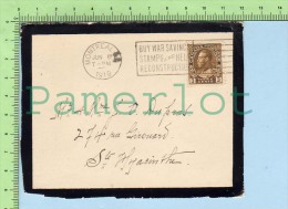 1 Timbres #108 De 1918 Posté En 1918 Sur 1/2 Enveloppe Marcophilie Mortuaire - Brieven En Documenten