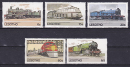 Série De 5 Timbres-poste Neufs** - Chemins De Fer (Railroads) - N° 484-485-486-487-488 (Michel) - Lesotho 1984 - Lesotho (1966-...)