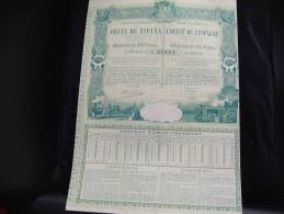 Obligation"Ferrocarriles Del Oeste De Espana"Chemins De Fer De L'ouest De L'Espagne 1897 Très Bon état,reste Des Coupons - Spoorwegen En Trams