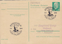 Germany DDR Postal Stationery Ganzsache Entier Antwort Respons Tryksager STOCKHOLM Lenin Postmuseum 1970 - Cartes Postales - Oblitérées