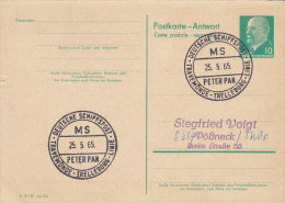 Germany DDR Postal Stationery Ganzsache Entier Antwort Schiffspost MS Peter Pan TRAVEMÜNDE-TRELLEBORG 1965 - Postkarten - Gebraucht