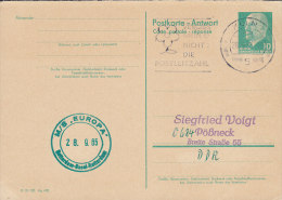 Germany DDR Postal Stationery Ganzsache Entier Antwort Schiffspost MS Europa ROTTERDAM-BASEL, Köln 1965 - Cartes Postales - Oblitérées