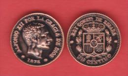 VERY RARE!!! Alfonso XII 1 Céntimos 1.878 Cobre KM#Pn13 SC/UNC T-DL-10.548 COPY Austria - Test- Und Nachprägungen