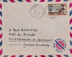 01021 Carta Saint Louis-Senegal A Villafrance De Conflent- Pirinees Orientals  1955 - Covers & Documents