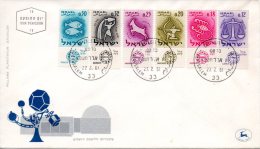 ISRAEL. N°192-7 Sur Enveloppe 1er Jour (FDC) De 1961. Signes Du Zodiaque/Tir à L'arc/Scorpion/Poisson. - Astrologie