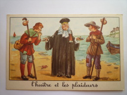 FABLE  De  LA  FONTAINE  :  L'huître  Et Les  Plaideurs   (Carte Couleur  Calvet-Rognat) - Collections