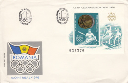 OLYMPIC GAMES, MONTREAL '76, ROWING, COVER FDC, 1976, ROMANIA - Ete 1976: Montréal