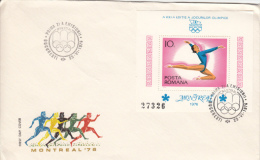 OLYMPIC GAMES, MONTREAL '76, GYMNASTICS, COVER FDC, 1976, ROMANIA - Ete 1976: Montréal