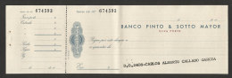 Angola Portugal Timbre Fiscal $20 Cheque Bancaire Banco Pinto & Sotto Mayor Silva Porto Stamped Revenue $20 Bank Check - Covers & Documents