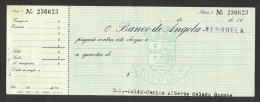 Angola Portugal Timbre Fiscal $20 Cheque Bancaire Banco De Angola Benguela Stamped Revenue $20 Bank Check - Covers & Documents