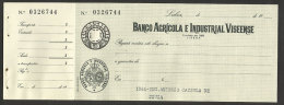 Portugal Timbre Fiscal Fixe $10 Cheque Bancaire Banco Agrícola E Industrial Viseense Stamped Revenue $10 Bank Check - Brieven En Documenten