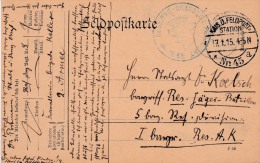 01091 Enteropostal Kais D. Feldpost A Kerlsch 1915 - Feldpost (franqueo Gratis)