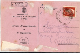 LIT 12 - ITALIE LIEUTENANCE TURRITA 2L SUR FORMULAIRE D'AVIS DE RECEPTION AVELLINO AOÛT 1945 - Other & Unclassified