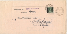 LIT 12 - ITALIE LIEUTENANCE MONUMENTI SUR LETTRE  MAIRIE TORRE DE PASSERI REUTILISE PAR MAIRIE INTRODACQUA  7/1945 - Otros & Sin Clasificación