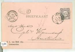 HANDGESCHREVEN BRIEFKAART Uit 1895 Van LEEUWARDEN Naar AMSTERDAM *  NVPH Nr. 33 (7784) - Brieven En Documenten