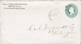 United States Postal Stationery Ganzsache Entier Private Print THE EXCHANGE BANK, DENVER To PHILADELPHIA (2 Scans) - ...-1900