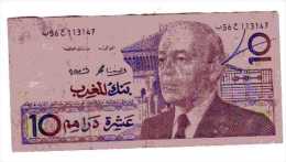 BILLET MAROC - P.63 - 1987 - 10 DIRHAMS (VOIR SIGNATURES) - HASSAN II - Marruecos