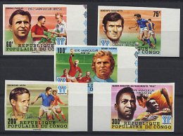 CONGO 1979, SURCHARGES VAINQUEURS, COUPE MONDE FOOTBALL ARGENTINA '78   NON DENTELES, 5 Valeurs. RCO7 - 1978 – Argentine