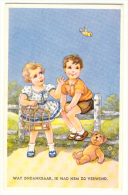 Teddy Bear Bär  Enfants  Bird   Cpa. Old Postcard - Ours