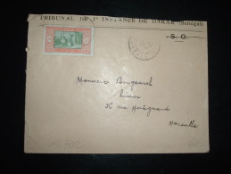 LETTRE POUR FRANCE TP 50C OBL. 27 NOV 32 DAKAR SENEGAL + TRIBUNAL DE 1RE INSTANCE DE DAKAR - Storia Postale