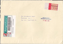 Netherlands Registered Aangetekend Einschreiben Label ATM / Frama Label 2002 Cover Brief To Denmark - Briefe U. Dokumente