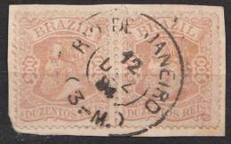 Brazil Brasilien Mi# A52 Used Pair 200R Dom Pedro 1882 On Fragment - Gebraucht