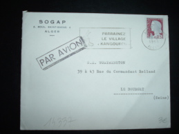 LETTRE PAR AVION TP MARIANNE DE DECARIS 0,25F OBL.MEC. 16-2-1961 ALGER RP ALGER + KANGOUROU + SOGAP - 1960 Marianne Van Decaris