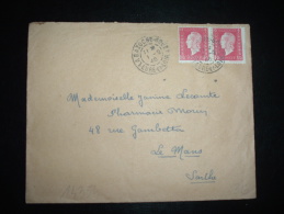 LETTRE TP MARIANNE DE DULAC 1F X2 OBL. 1-2-46 LA BAZOCHE-GOUET (28 EURE ET LOIR) - 1944-45 Marianna Di Dulac