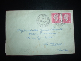 LETTRE TP MARIANNE DE DULAC 1F X2 OBL. 6-2-46 LA BAZOCHE-GOUET (28 EURE ET LOIR) - 1944-45 Marianna Di Dulac