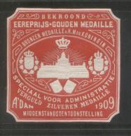 NETHERLANDS HOLLAND 1909 SMALL TRADERS EXHIBITION RARE TYPE 4 POSTER STAMP HINGED MINT - Ongebruikt