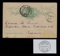 Gc1500 India  SIOLIM 10-01-1901 Entier Postale Postal Stationery Bahraich Portugal Gc1500 - India Portuguesa