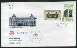 TURKEY 1990 FDC - Europa Cept (Post Office Buildings), Michel #2886-87; ISFILA #3280-81, Scott #2469-70. - FDC