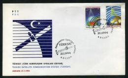 TURKEY 1994 FDC - Turkish Satellite Communication System (TURKSAT), Michel #3010-11; ISFILA #3404-05; Scott #2590-91. - FDC