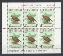 New Zealand - 1966 Birds 4d Kleinbogen MNH__(TH-7271) - Blocks & Sheetlets